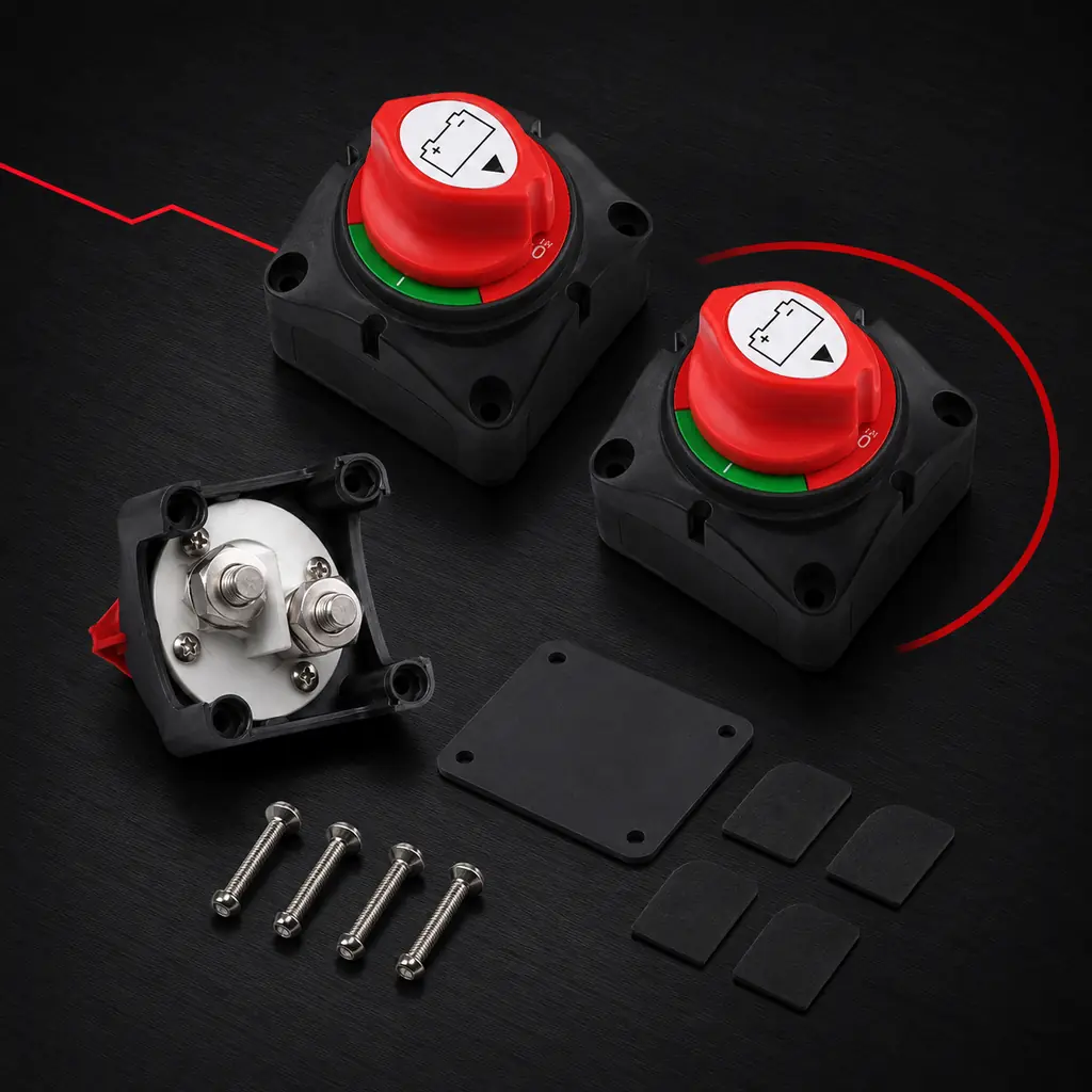 Heavy Duty Dpdt 12V 24V 48V Dual Car Vehicle RV Marine Battery Isolator Master Kill Rotary Switch Disconnect Power Cut Off Kit