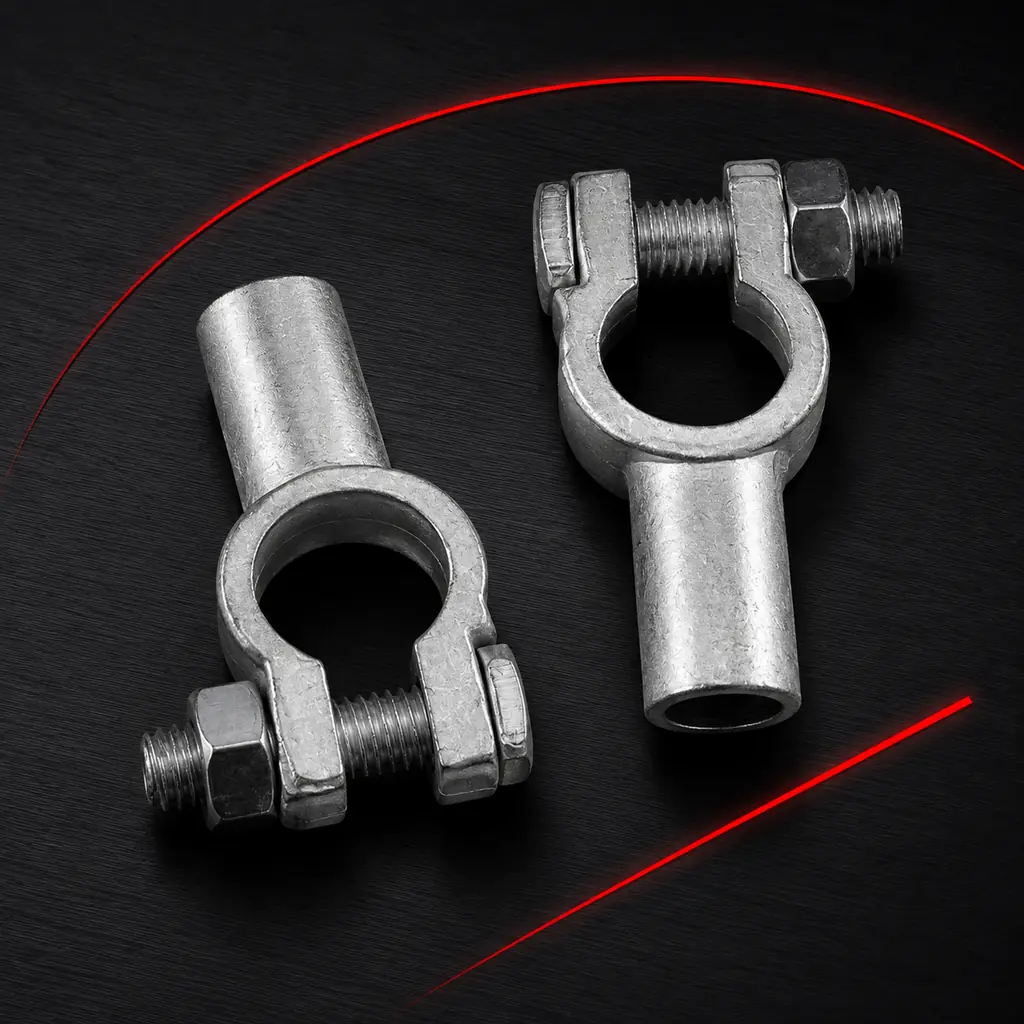H59 Brass Plated Tin Battery Terminal Clamp Adaptor Connector with Iron Galvanized M8 for Automotive Boat Yacht Car
