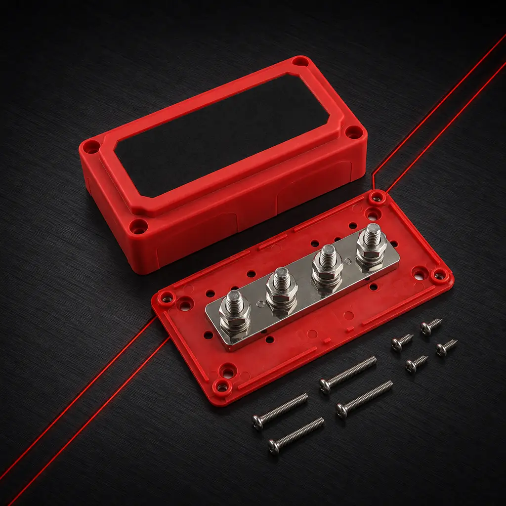Nickel Plated 4 Way Battery Electrical Copper Power Distribution Posts Junction Block Bus Bar Holder Terminal Automotive Marine — BB-HX1103
