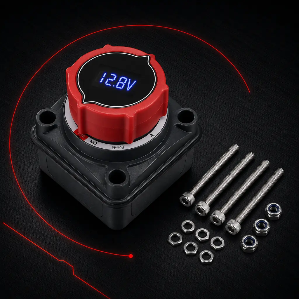 80V 300A Heavy Duty Silver Plated Copper Battery Switch Disconnect Isolator With Voltage Display for Automotive RV Car