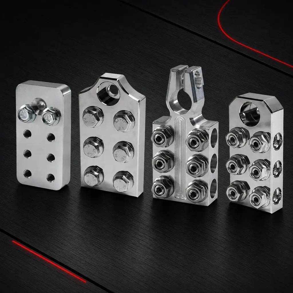 Metal Aluminum Customization Terminal Distribution Block Clamp 0/2/4/8 AWG Gauge for Lithium or AGM Lead Acid Battery