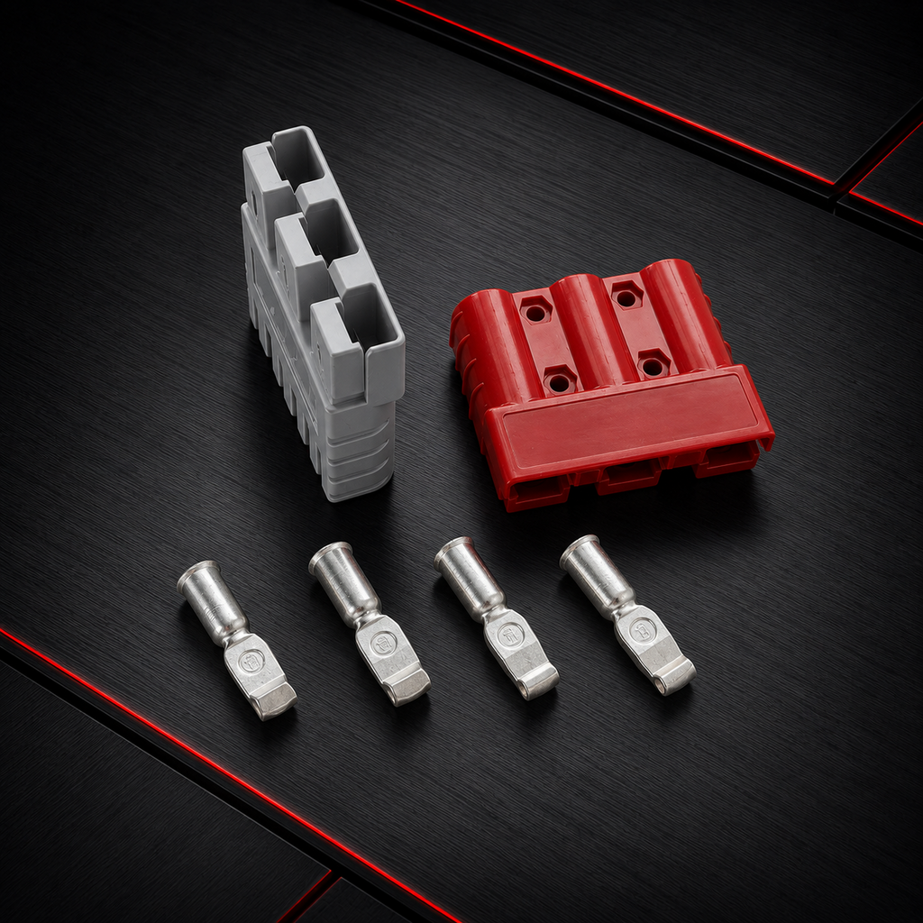 50A 600V Plug 3P Pole Socket 10/12AWG 8AWG 6AWG Silver Plated Copper Terminals Connector