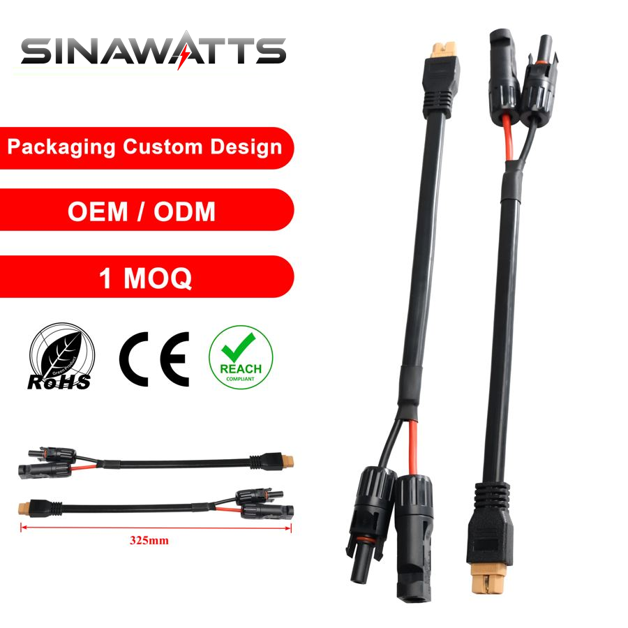 XT60 CE Female to MC 30cm 4mm2 Copper Positive Pole Red Wire H4 Female Header Patch Cable Solar Panel Power Extension Cable
