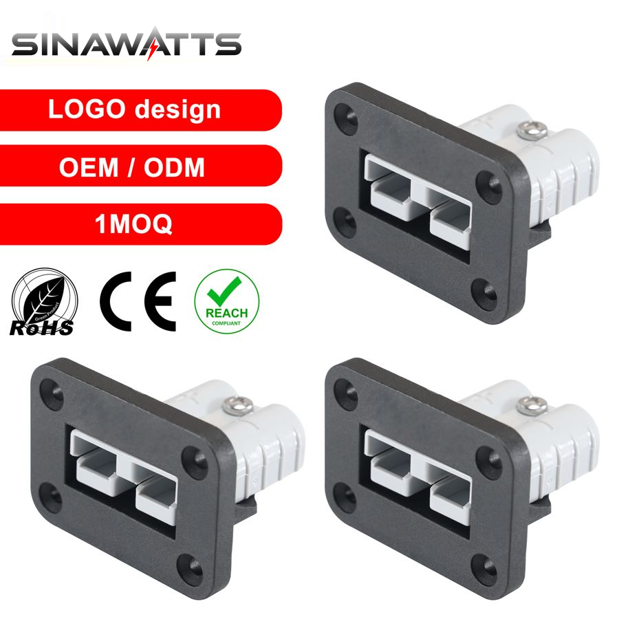 CE Certification 50A Copper Alloy Nylon Plastic Housing 4 Screw 12-24VDC Rated Current Plug Connector Plug with Panel Mount