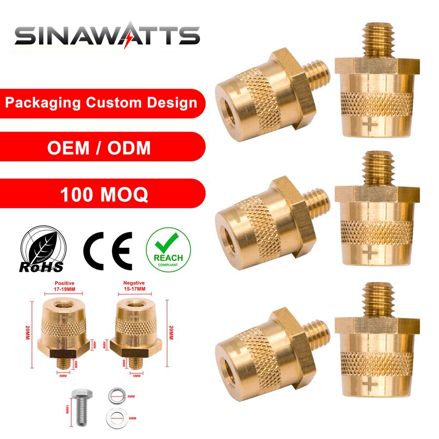 M6 M8 M3/8 Auto Car H59 Brass Lithium Battery Post Pole Terminal Connectors Adapters Without Stainless Steel Screws