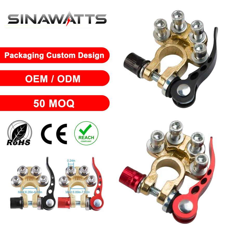 Marine Car Auto Battery Terminal Porous 4 Way Quick Release Adjustment Disconnect Removable Connector Copper Battery Clamp