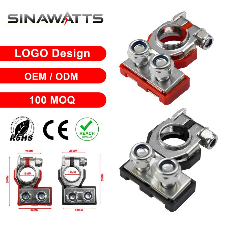 2 Pole Nickel Plated Brass Thickening Auto Car Battery Post Terminal Connector Clamps Universal for SUV Off-roader Pickup Truck