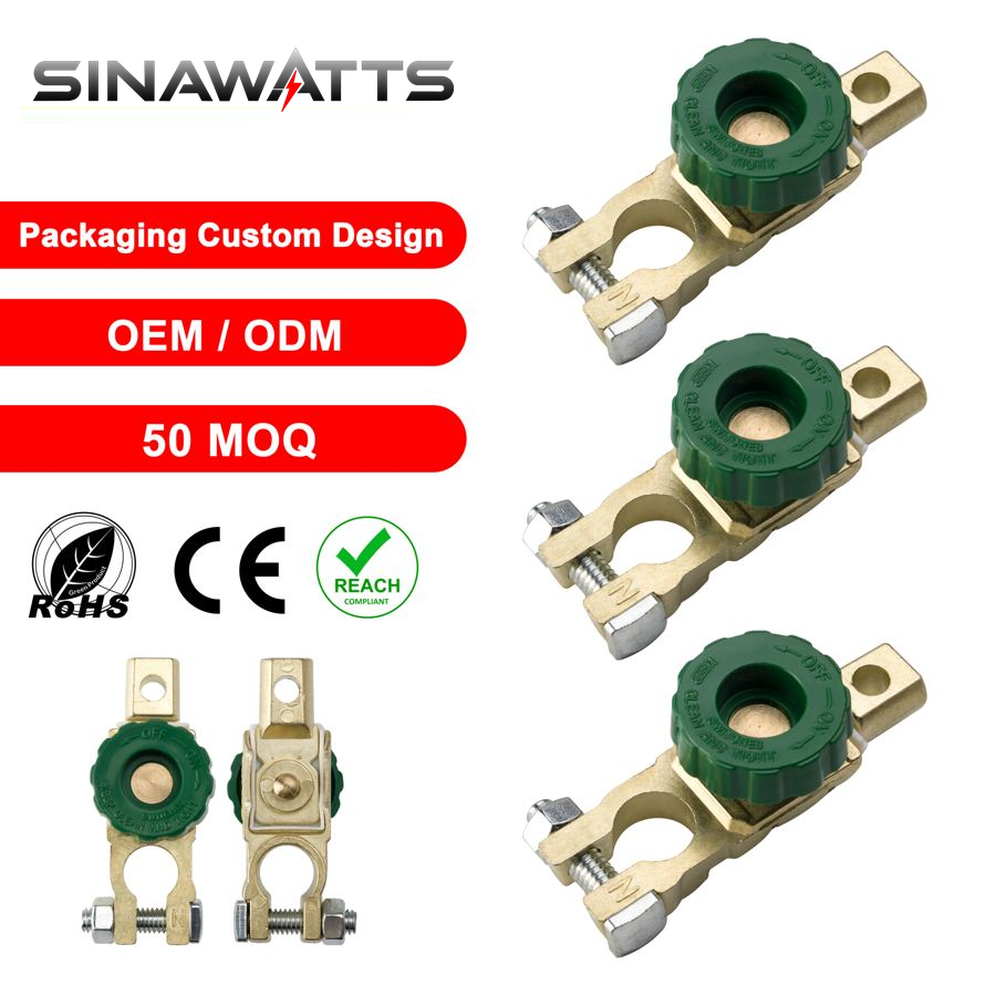12-24V Zinc Alloy Negative Brass Auto Universal Quick Cut-off Disconnect Car Battery Post Screw Terminal Switch Isolator