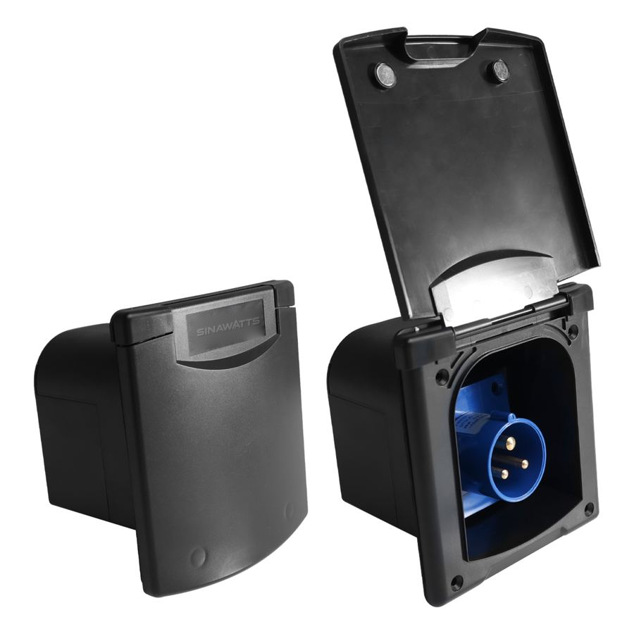 IP44 Waterproof ABS UV Resistance 16A 32A CEE Panel Mounted Socket with Magnet Cover Back Cover for Caravan Power Charging
