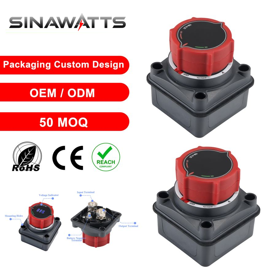 80V 300A Heavy Duty Silver Plated Copper Battery Switch Disconnect Isolator With Voltage Display for Automotive RV Car