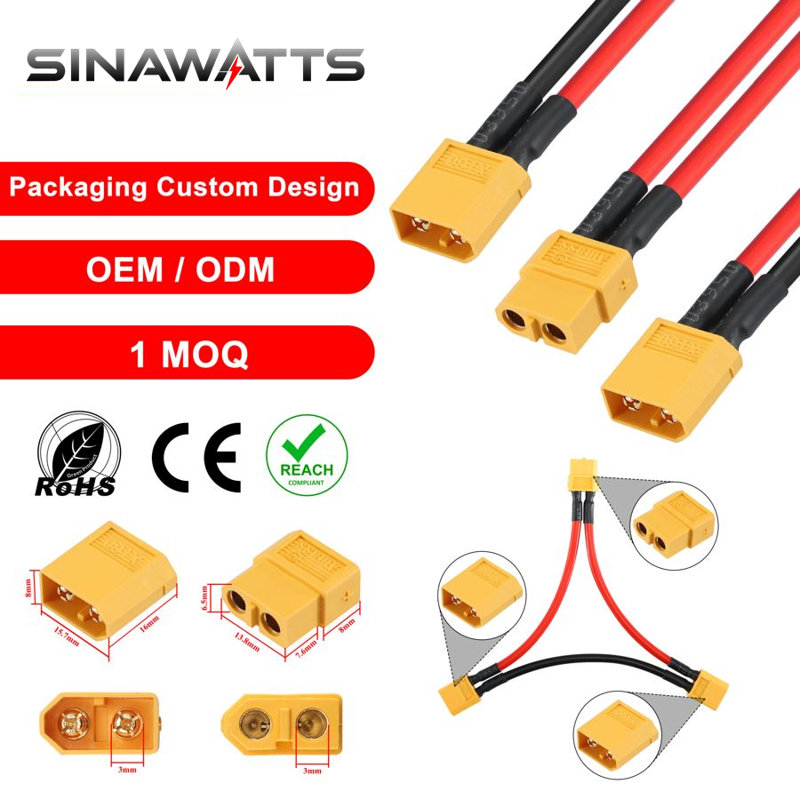 XT60 Serial Parallel Cable Battery Connector 12AWG Soft Silicone Wire Cable Adapter Extension Cord for UAV Helicopter Quadcopter