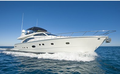 Motor yacht underway on open water